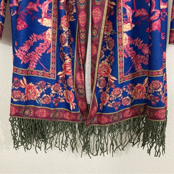 NORACORA  AVIAN BIRD FRINGE BOHEMIAN KIMONO, MEDIUM - Picture 4 of 6